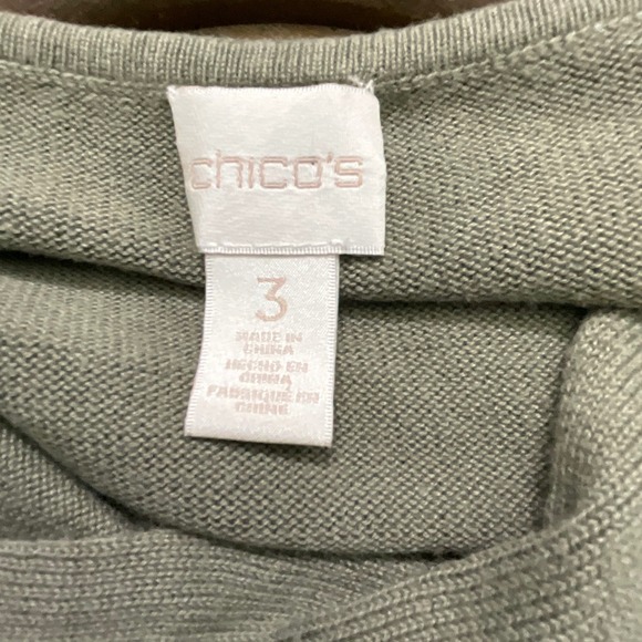 Chicos Women's Sleeveless Top Cowl Neck Olive Green Knit Tank Blouse‎ Size 3 - Picture 5 of 6